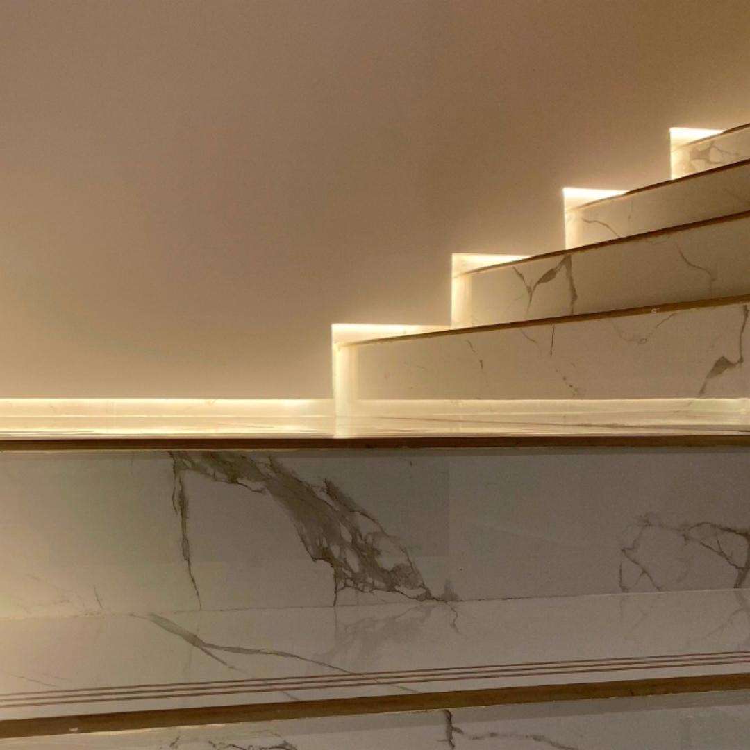 LED lights installed on a stairs