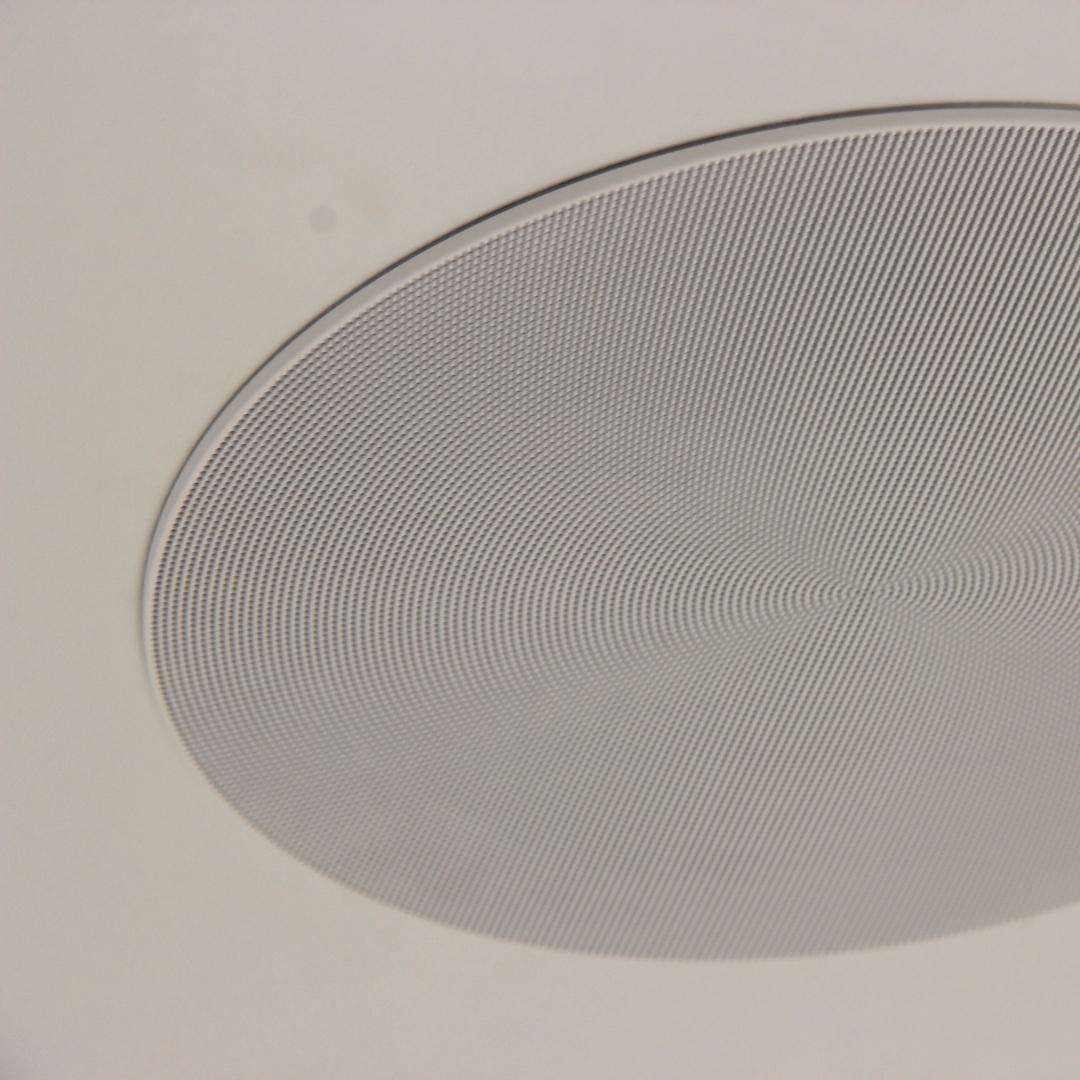 In-ceiling audio speaker installed