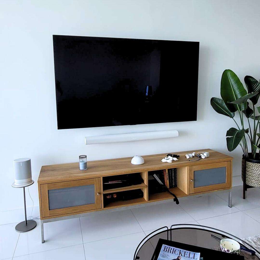 TV mounted on wall
